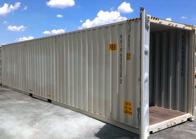A one-trip shipping container used for a RAID module.