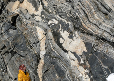 Dylan contemplating his next move on 3 billion year-old gneisses.