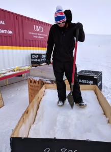 Digging out a winter-over crate.