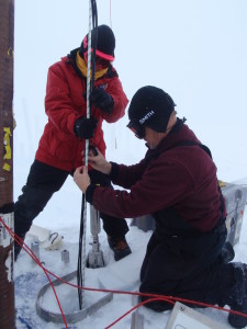 Taping up tubing.